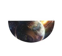 Drapeau semi-circulaire en polyester avec 3 œillets de 1,5 x 0,9 m | Universe Planet Drapeau de jardin imprimé pour extérieur et intérieur Bannière décorative 1 pièce