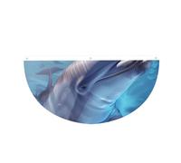 Drapeau semi-circulaire en polyester avec 3 œillets | Drapeau de jardin imprimé hiver le dauphin pour extérieur et intérieur, bannière décorative, 1 pièce