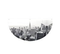 Drapeau semi-circulaire imprimé New York noir et blanc - Bannière d'extérieur - Décorations de fête