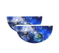 Drapeau semi-circulaire léger imprimé planète galaxie Bannière d'extérieur Décorations de fête