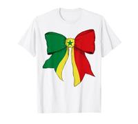 Drapeau Sénégal Fierté sénégalaise Fille Coquette Nœud Ruban T-Shirt