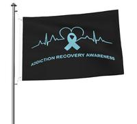 Drapeau Sensibilisation Au Rétablissement De La Dépendance Rythme Cardiaque Bannière De Drapeaux Couleurs Vives Bannière À Œillets, Pour Balcon, D'Intérieur, Les Défilés, 90x150cm