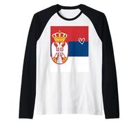 Drapeau Serbie Cœur Fier Patrimoine fête Nationale Manche Raglan