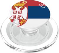 Drapeau Serbie Cœur Fier Patrimoine fête Nationale PopSockets PopGrip pour MagSafe