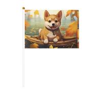 Drapeau Shiba Inu on Board Ten Piece imprimé double face 14 x 20,8 cm, adapté pour les activités d'équipe encourageant