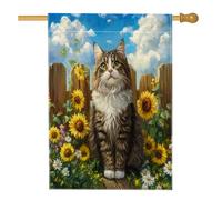 Drapeau sibérien printanier pour maison de chat 71,1 x 101,6 cm double face pour décoration extérieure, clôture de tournesol, chaton, drapeau de maison, drapeau de ferme, animal de compagnie, petit