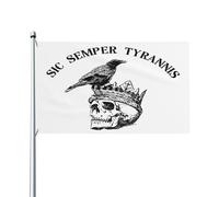 Drapeau Sic-Semper Tyrannis, drapeau de protestation No-King-In-America, drapeau de 47 yards (91 x 152 cm) avec 2 œillets, bannière de jardin 3x5