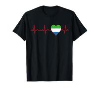 Drapeau Sierra Leone Heartbeat ECG Souvenir National Patriotique T-Shirt