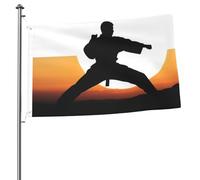 Drapeau silhouette de karaté 6,1 x 91 cm avec impression double face pour l'extérieur, les vacances, bannière cadeau avec œillets, toile de fond pour photo pour décoration intérieure et extérieure