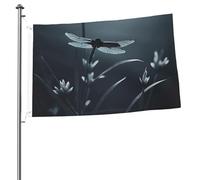 Drapeau silhouette de libellule 61 x 91 cm Drapeau double face avec œillets en laiton ne se décolore pas, bannière de vœux pour intérieur ou extérieur, fête, décoration d'intérieur