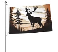 Drapeau silhouette d'élan sauvage 61 x 91 cm avec impression double face pour l'extérieur et les vacances, bannière cadeau avec œillets, toile de fond pour photo pour décoration intérieure et