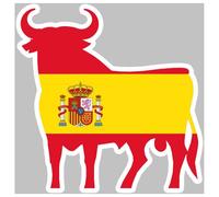 Drapeau Silhouette Toro Espagne - 10x10cm - Sticker/Autocollant