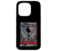 Drapeau Six Things You Don't Mess With My Faith Family Guns Coque pour iPhone 15 Pro
