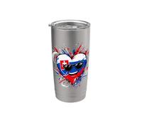 Drapeau Slovaquie Cœur Cartoon Slovaque Gobelet isotherme en acier inoxydable double paroi
