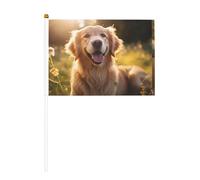 Drapeau souriant Golden Retriever en dix pièces imprimé double face 14 x 20,8 cm, adapté pour les activités d'équipe encourageant