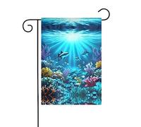 Drapeau sous-marin à rayons de corail pour décoration extérieure, drapeau de jardin suspendu, petit drapeau de jardin, drapeau de Noël d'hiver 30,5 x 45,7 cm