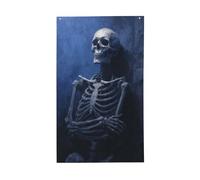 Drapeau squelette avec bras croisés pour maison, cour, 9,5 x 1,5 m, bannière de vœux avec œillets, décoration d'intérieur ou d'extérieur