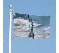 Drapeau Statue de la Liberté à New York - 88,9 x 150 cm - Pour l'extérieur - Couleurs vives et résistantes à la décoloration - Double couture - Décoration de jardin - Avec œillets métalliques