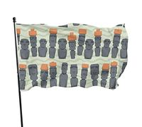 Drapeau statue de Moai 0,9 x 1,5 m, drapeau léger pour décoration de jardin, porche, bannière en polyester résistant à la décoloration avec œillets en laiton