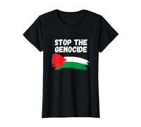 Drapeau Stop The Genocide T-Shirt, Femme, Noir, XS