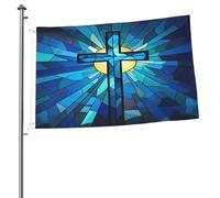 Drapeau Style De Vitrail Religieux Jésus-Christ Décoratif Drapeaux Lavable Couleurs Resistant Exterieur Bannière À Œillets, Pour D'Intérieur, Balcon, Les Défilés, 90X150Cm