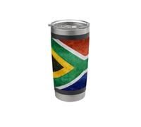 Drapeau sud-africain de l'Afrique du Sud dans un style grungy Gobelet isotherme en acier inoxydable double paroi