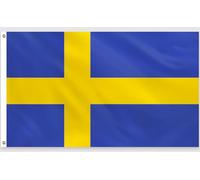 Drapeau Suède PartyYaa, 150x90 cm - Drapeau suédois à impression unilatérale avec 2 œillets en laiton, imperméable, bannière suédoise pour fêtes nationales, fête de la mi-été, Coupe du monde, rues