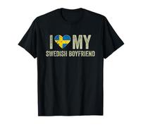 Drapeau suédois avec inscription « I Love My Swedish Boyfriend » T-Shirt