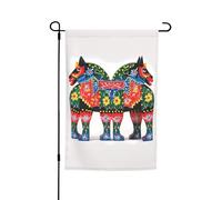 Drapeau suédois de jardin folklorique Dala double face pour ferme, vacances, cour, 30,5 x 45,7 cm, bannière extérieure saisonnière pour printemps, été, pelouse, porche, décoration d'intérieur, petit