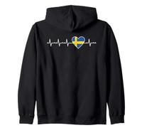 Drapeau suédois Motif battements de cœur Love Sweden Sweat à Capuche