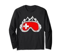Drapeau Suisse Cadeau Ski Sports d'hiver Ski Snowboard Manche Longue