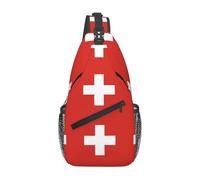 Drapeau suisse. C'est un sac à bandoulière décontracté pour homme avec une grande capacité de stockage et une poche plaquée de chaque côté.