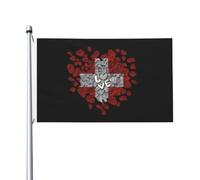 Drapeau suisse helvétien en forme de cœur 3 x 5 pieds, double face, impress