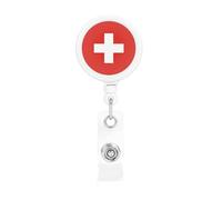 Drapeau suisse : le porte-badge rétractable en plastique est fabriqué en matériau ABS et la corde est en nylon