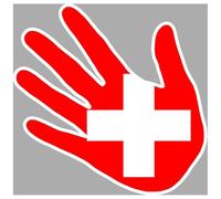 Drapeau Suisse Main - 17cm - Sticker/Autocollant