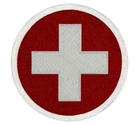 Drapeau suisse rond Brodé Crochet et boucle d'attache Patch