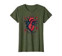 Drapeau sur Mon Coeur T-Shirt, Femme, Olive, M