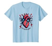 Drapeau sur Mon cœur T-Shirt, Enfant, Bleu Céleste, 3 Ans