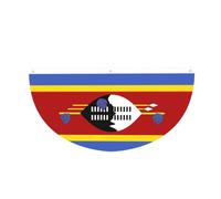 Drapeau Swaziland en demi-cercle à suspendre pour l'extérieur | 1 bannière imperméable et durable à 3 œillets pour porche, clôture et balcon. Événements patriotiques de la fête nationale