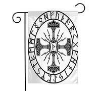 Drapeau Symbole Du Marteau, Héros Païen Mjöllnir, Puissance Barbare, Runes Nordiques, Signes Et Symboles Isolés Décoratif Drapeaux Traditionnel Bannière, Pour Jardin, Les Bureaux, 30x45cm