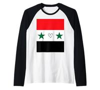 Drapeau syrien avec cœur Fier, Patrimoine, identité Nationale Manche Raglan