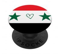 Drapeau syrien avec cœur Fier, Patrimoine, identité Nationale PopSockets PopGrip Adhésif