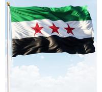 Drapeau syrien - Drapeau de la révolution syrienne avec vert, blanc, noir et étoiles rouges, drapeau de la Syrie, parfait pour les événements patriotiques, les décorations