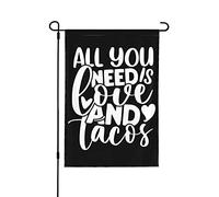 Drapeau Taco Lover Tout ce dont vous avez besoin est un drapeau d'amour et de tacos Tout ce dont vous avez besoin est un 12 x 18 Drapeau
