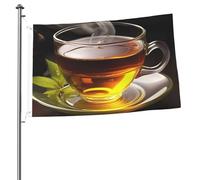 Drapeau tasse de thé 6,1 x 91,4 cm - Impression double face - Drapeau de jardin pour l'extérieur - Bannière cadeau avec œillets - Toile de fond pour photo pour décoration intérieure et extérieure