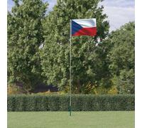 Drapeau tchèque et mât 5,55 m en aluminium Décoration Maison & Jardin Drapeaux & Manches à air