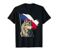 Drapeau tchèque loup racines tchèques coeur Ceska République tchèque T-Shirt