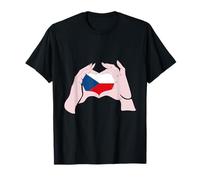 Drapeau tchèque main cœur amour racines tchèques drapeau tchèque T-Shirt