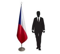 Drapeau Tchéquie avec pied et mât - drapeau protocolaire pour ambassades, consulats, ministères, administrations publiques, universités, écoles, collectivités locales. Code CN2-CZ-L