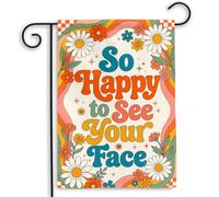 Drapeau Tellement heureuse de voir ton visage Patio 30x45cm | extérieur drapeaux Décoration Bannière pour Porche Chambre à Coucher Balcon